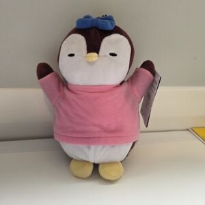 Charming Penguin Plush Toy with Pink Outfit
